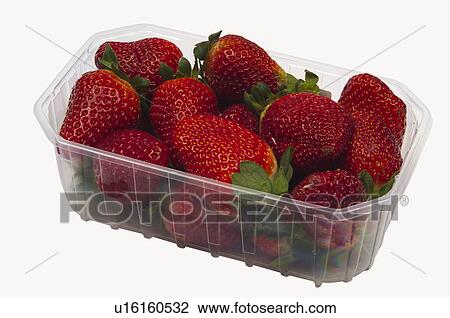 Stock Image - Supermarket, Food, Tray, Fruit, Fruits, Strawberry, Strawberries. Fotosearch