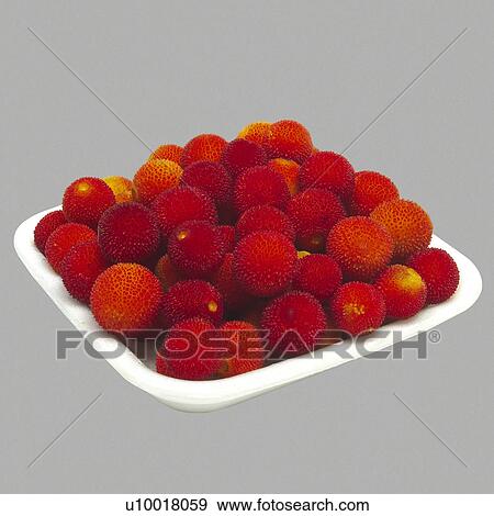 Stock Photo - Supermarket, Food, Tray, Fruit, Fruits, Strawberry tree, Arbutus. Fotosearch