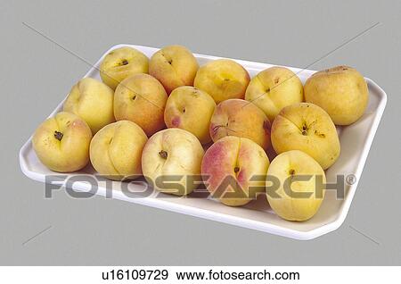Stock Photo - Supermarket, Food, Tray, Fruit, Fruits, Apricot, Apricots. Fotosearch