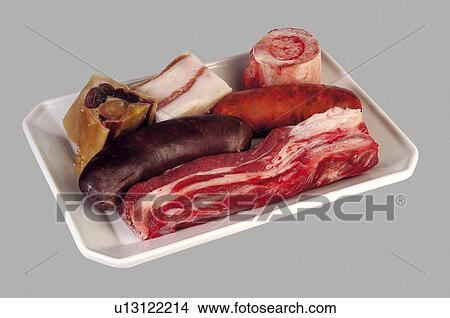 Supermarket, Food, Tray, Meat, Red meat, Pork, Salted fresh lard View Large Photo Image Picture - Supermarket, Food, Tray, Meat, Red meat, Pork, Salted fresh lard. Fotosearch