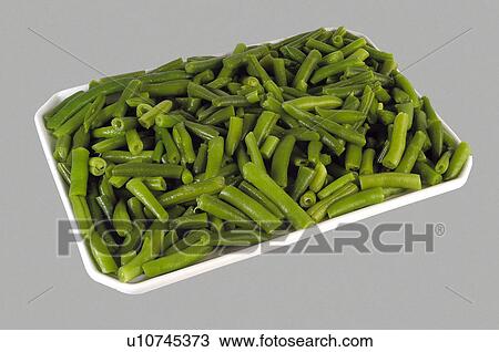 Stock Image - Supermarket, Food, Tray, Vegetable, Vegetables, Green bean, Green beans. Fotosearch