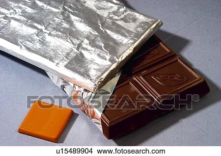 Picture - Chocolate, Chocolate bar, Chocolate bars, Two, Black chocolate, Chocolate square, Chocolate squares. Fotosearch