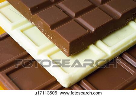 Chocolate, Chocolate bar, Three, Black chocolate, White chocolate, Chocolate square, Chocolate squares View Large Photo Image Stock Photograph - Chocolate, Chocolate bar, Three, Black chocolate, White chocolate, Chocolate square, Chocolate squares. Fotosearch