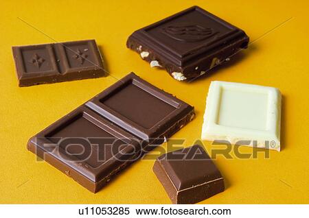 Stock Photography - Chocolate, Chocolate square, Chocolate squares, Chocolate milk, Sweet, Chocolate bar, White chocolate. Fotosearch