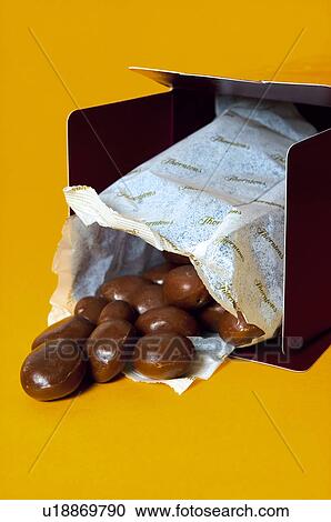 Stock Image - Chocolate, Chocolates, Bag, Opened bag, With milk, Chocolate milk. Fotosearch