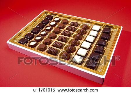 Stock Photography - Chocolate, Chocolates, Chocolates box, Sweet, Dessert, Present, Variety. Fotosearch
