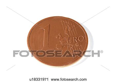Stock Image - Chocolate, Coin, Euro, Chocolate coin, Chocolate euro, One. Fotosearch