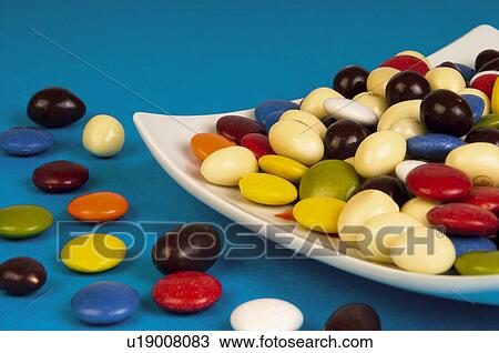 Stock Image - Chocolate, Plate, Chocolate milk, Various, Sweet, Heap, Pile. Fotosearch