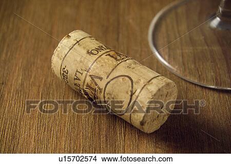 Picture - Wine, Drink, Beverage, Cork, Glass, Table, Wood. Fotosearch