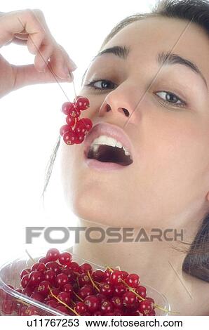 Stock Image - Woman, Beauty, Face, Young, Health, Healthy, Healthy food. Fotosearch