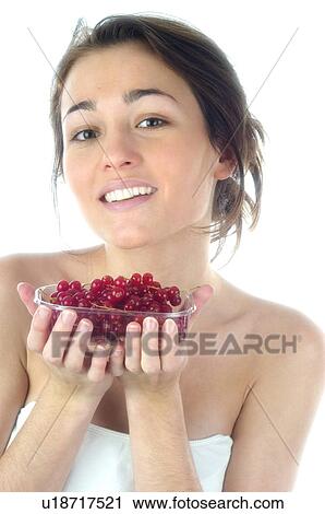 Stock Image - Woman, Beauty, Face, Young, Health, Healthy, Healthy food. Fotosearch