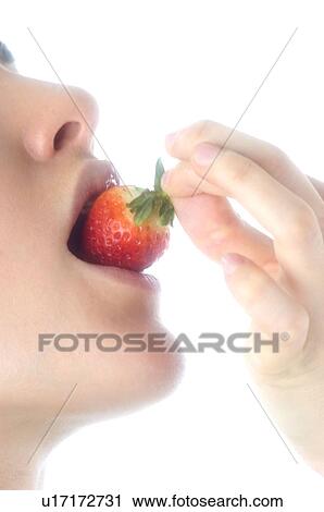 Woman, Brown Hair, Beauty, Eating, Fruit, Strawberry, Mouth View Large Photo Image Stock Image - Woman, Brown Hair, Beauty, Eating, Fruit, Strawberry, Mouth. Fotosearch