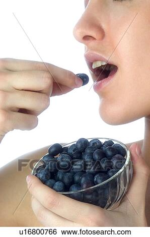 Woman, Brown Hair, Beauty, Eating, Fruit, Blueberry, Mouth View Large Photo Image Stock Photograph - Woman, Brown Hair, Beauty, Eating, Fruit, Blueberry, Mouth. Fotosearch