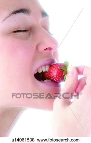Woman, Beauty, Eating, Fruit, Strawberry, Mouth, Opening mouth View Large Photo Image Stock Photo - Woman, Beauty, Eating, Fruit, Strawberry, Mouth, Opening mouth. Fotosearch