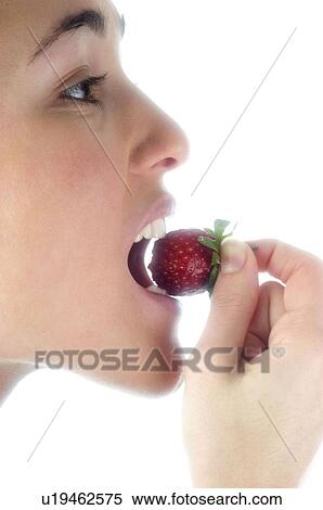 Woman, Beauty, Eating, Fruit, Strawberry, Mouth, Opening mouth View Large Photo Image Stock Photography - Woman, Beauty, Eating, Fruit, Strawberry, Mouth, Opening mouth. Fotosearch