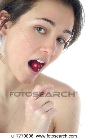 Woman, Beauty, Smiling, Fruit, Cherry, Red View Large Photo Image Stock Photograph - Woman, Beauty, Smiling, Fruit, Cherry, Red. Fotosearch