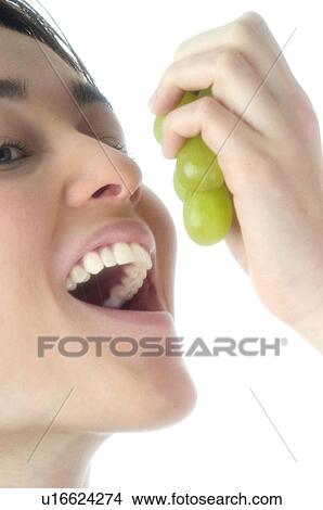Woman, Beauty, Smiling, Fruit, Grape, Mouth, Face View Large Photo Image Picture - Woman, Beauty, Smiling, Fruit, Grape, Mouth, Face. Fotosearch