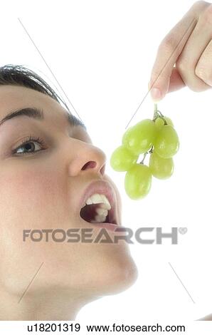 Woman, Beauty, Smiling, Fruit, Grape, Mouth, Face View Large Photo Image Stock Photo - Woman, Beauty, Smiling, Fruit, Grape, Mouth, Face. Fotosearch