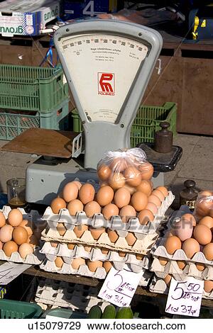 Stock Photo - Farmers market selling eggs. Fotosearch