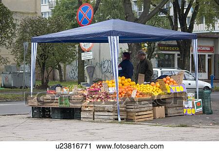 Stock Image - Fruit stand in the center of the city. Fotosearch