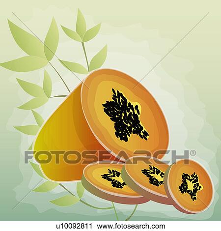 Clip Art - Close-up of papaya slices. Fotosearch