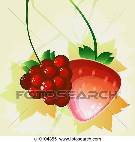 Stock Illustration - Close-up of red grapes with a strawberry. Fotosearch