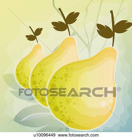 Close-up of three pears View Large Illustration Stock Illustration - Close-up of three pears. Fotosearch