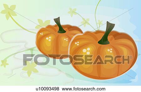 Stock Illustration - Close-up of two pumpkins. Fotosearch