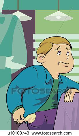Drawing - Close-up of a boy thinking. Fotosearch