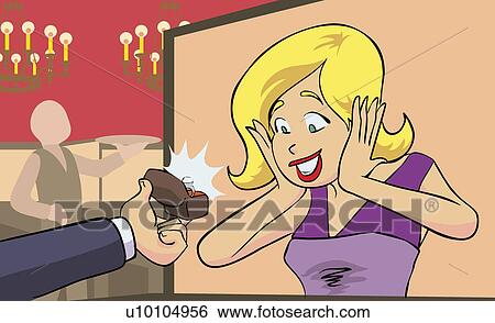 Close-up of a man giving a ring to a young woman View Large Illustration Stock Illustration - Close-up of a man giving a ring to a young woman. Fotosearch
