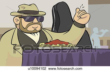 Close-up of a mid adult man in a restaurant snapping his fingers View Large Illustration Drawing - Close-up of a mid adult man in a restaurant snapping his fingers. Fotosearch