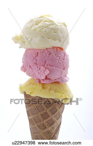 Three scoops of differently flavored Ice cream View Large Photo Image Stock Photo - Three scoops of differently flavored Ice cream. Fotosearch