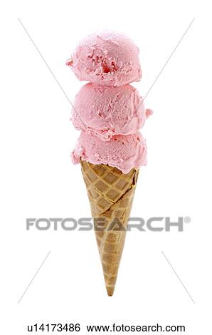 three scoop ice cream cone