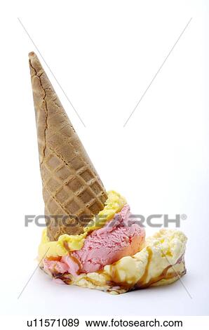 Upside down ice cream cone, squashed onto a white surface View Large Photo Image Stock Photo - Upside down ice cream cone, squashed onto a white surface. Fotosearch