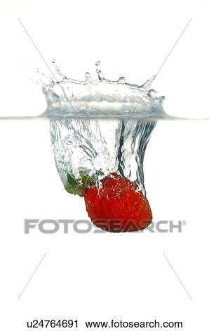 Ripe strawberry falling into water View Large Photo Image Stock Image - Ripe strawberry falling into water. Fotosearch