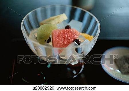 Stock Image - Fruit Dessert In Glass Bowl. Fotosearch