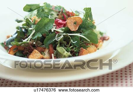 Stock Photograph - Green Salad With Croutons. Fotosearch
