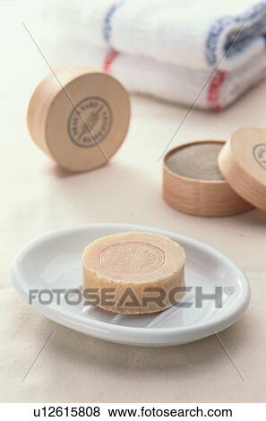 Round Soaps Near Towels View Large Photo Image Stock Photo - Round Soaps Near Towels. Fotosearch