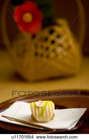 Picture - shi on plate, high angle view, close up, differential focus, Japan. Fotosearch