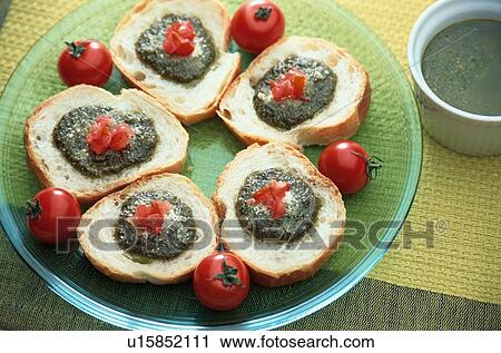 Stock Image - Slices Of Bread With Sauce. Fotosearch