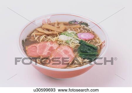 Stock Image - Chinese Noodle Dish With Meat. Fotosearch