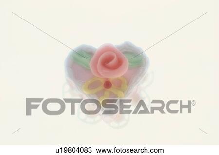 Stock Image - Heart Shaped Cake With Rose. Fotosearch