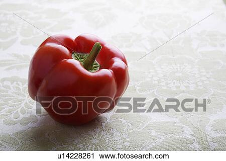 Stock Image - Single red bell pepper. Fotosearch