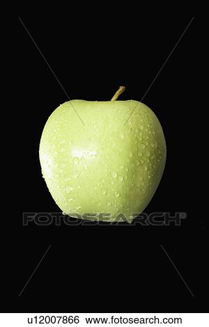 Water droplets on green apple View Large Photo Image Stock Photograph - Water droplets on green apple. Fotosearch