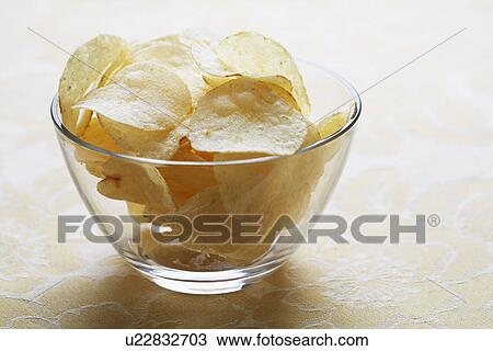 Stock Image - Bowl of potato chips. Fotosearch