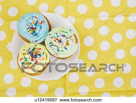 Cupcakes on Plate View Large Photo Image Stock Photo - Cupcakes on Plate. Fotosearch