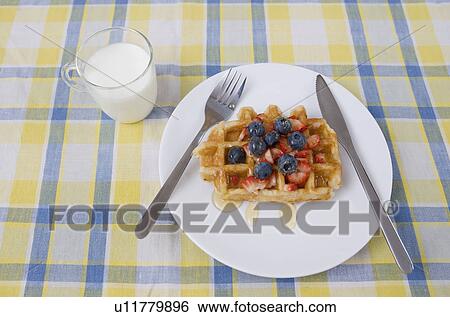 Stock Photograph - Waffle on Table. Fotosearch