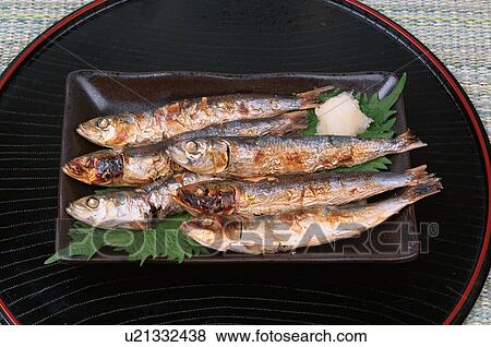 Stock Photo - Plate Of Baked Sardines. Fotosearch