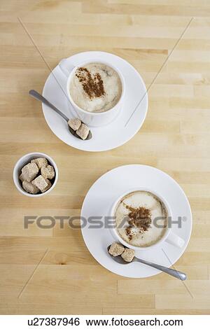 Two Cappuccinos View Large Photo Image Stock Photograph - Two Cappuccinos. Fotosearch