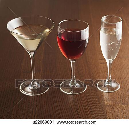 Stock Image - Three Alcoholic Drinks. Fotosearch